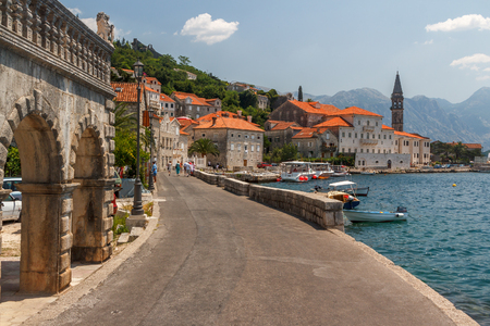 Perast is an old town on the Bay of Kotor in Montenegro.の写真素材