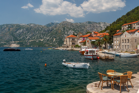 Perast is an old town on the Bay of Kotor in Montenegro.の写真素材