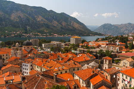 A view over old town of Kotor, Montenegroの写真素材