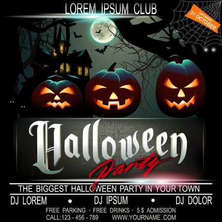 Halloween party flier template. Vector illustrationのイラスト素材