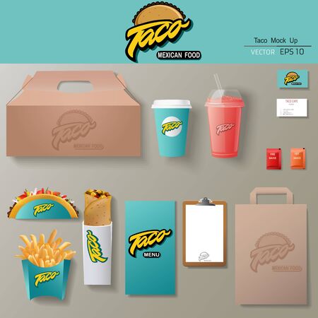 tacos corporate identity template design set.のイラスト素材