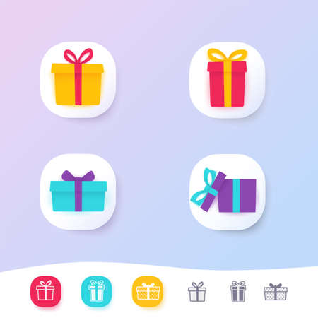 Set of volumetric icons of gift boxesのイラスト素材