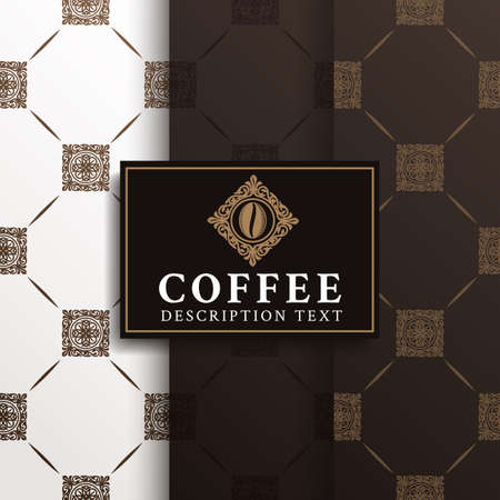 Set of patterns background. Vector retro ornament. Cafe theme.のイラスト素材