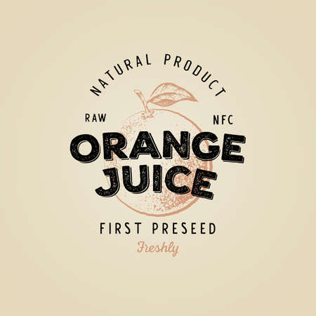 Orange juice retro vintage textured logotype, badge, label.のイラスト素材