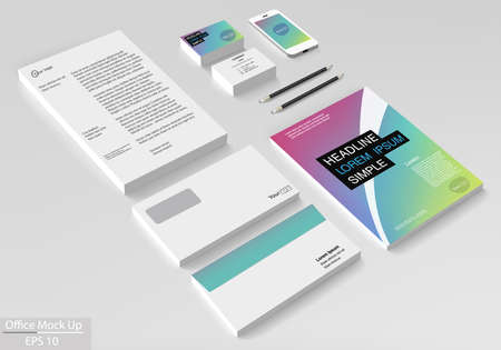 Business corporate identity template set. Vector mock up for office.のイラスト素材