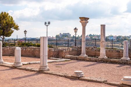 columns of the stone city of Khersones in Crimea, excavations and ruins