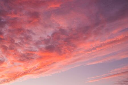 stripes of sunset in the sky of bright orange and pink colors, background texture
