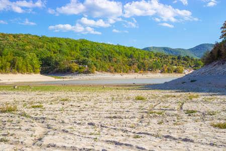 Dried cypress lake Sukko in the south of Russia. Tourist place. Beautiful summer landscape.の写真素材