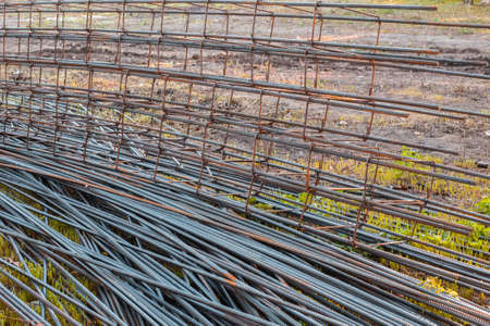 iron rebar twisted for building a house, neatly folded.