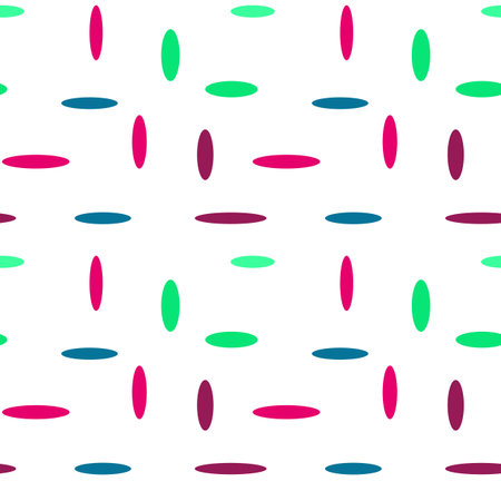 Vector seamless pattern of geometric shapes. Multicolored ovals on a white background. Drawing for textiles, design.のイラスト素材