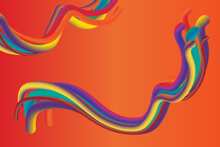 Bright abstract background with multi-colored wavy volumetric lines. Advertising, wallpaper, cover background.のイラスト素材