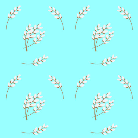 Sprigs of blossoming willow on a blue background. Great Easter holiday. Seamless vector pattern.のイラスト素材