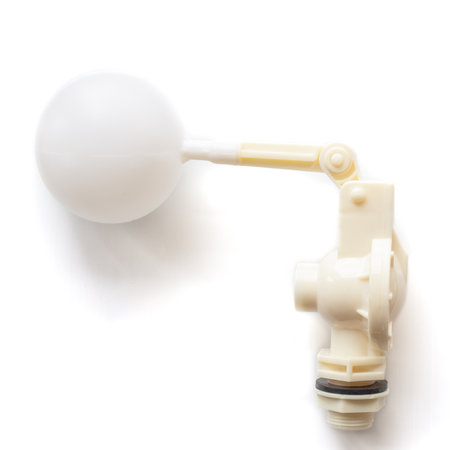 Mechanical type plastic float valve for regulating and limiting the flow of water into the barrel. maintaining automatic control of the water level in the tank.の写真素材