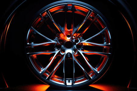 metal rim for a car tire is bright, contrasting, ultra-modern.の素材