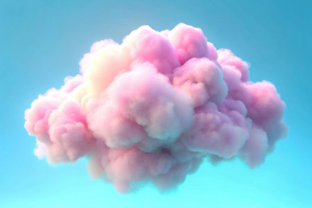 A large fluffy pink cloud floats smoothly across a clear blue sky.の素材