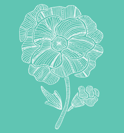 Beautiful poppy flower on a turquoise backgroundのイラスト素材