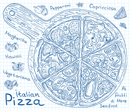 Beautiful illustration of Italian Pizza.のイラスト素材