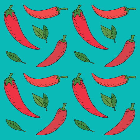 Chili seamless pattern. Summer beautiful illustration of chili pepperのイラスト素材