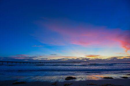 Sunset at Ocean Beach in San Diego California, USAの写真素材
