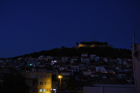 Saint John's Fort in Sibenik, Croatia between sunset and night.のeditorial素材
