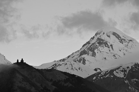 Snow-capped mountains. Kazbek, Georgia