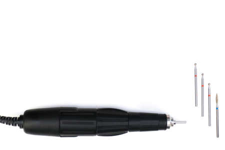 Manicure and pedicure. tools for manicure, nail care apparatus on white isolated backgroundの写真素材