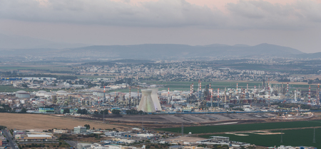 Haifa cityscape at sunset, Israelの写真素材