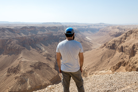 Hiking in Dead Sea area in Israelの写真素材