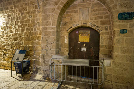 At ancient Jaffa alleys at night, Israelのeditorial素材