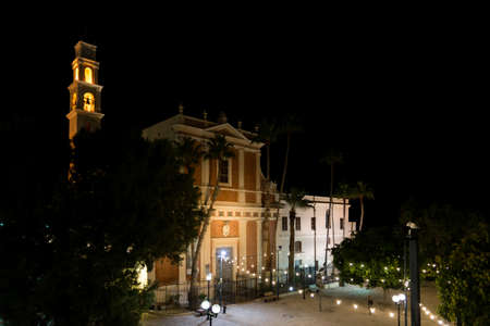 At ancient Jaffa alleys at night, Israelのeditorial素材