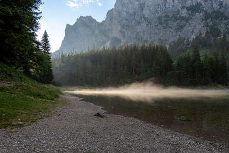 the most beautiful lake in Austria green lakeの写真素材
