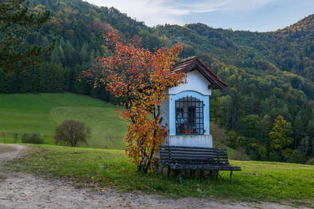 Chapel in autumnの写真素材