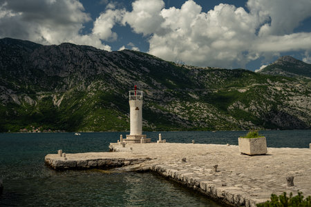 church of our lady of the rock on a small islandの写真素材