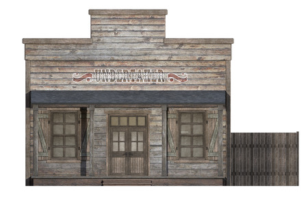 Old western building isolated on white, 3d render.の写真素材