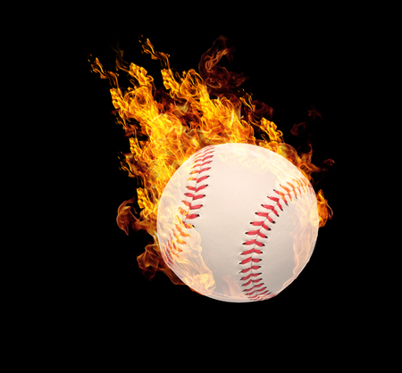 Fire sports ball effect isolated on blackの写真素材