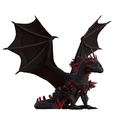 Red crystal dragon isolated on white, 3d renderの写真素材