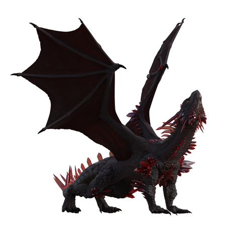 Red crystal dragon isolated on white, 3d renderの写真素材