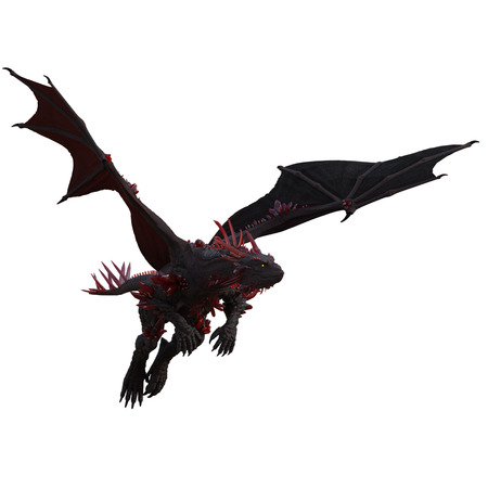 Red crystal dragon isolated on white, 3d renderの写真素材