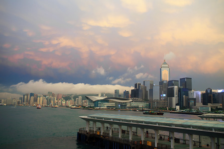 evening view of hong kongの写真素材