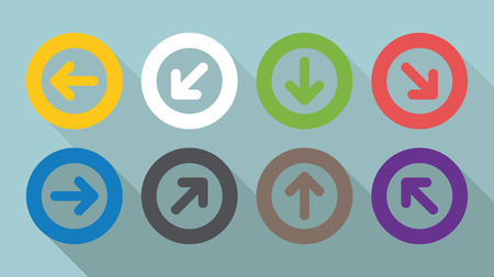 Arrows. Icons of arrows in different directions. Vector illustration.のイラスト素材