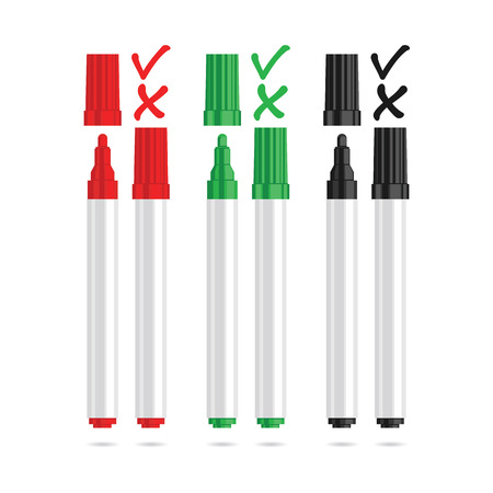 Set markers with cross and check. Vector illustration.のイラスト素材