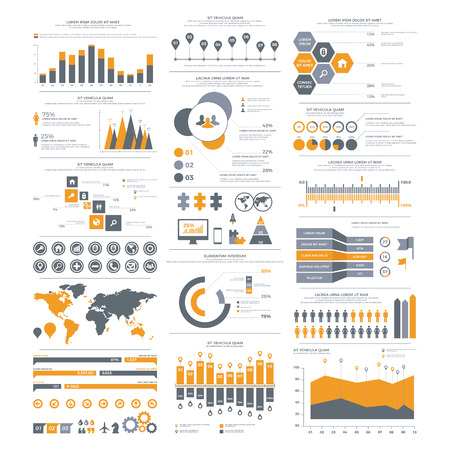 Big set of infographics elements. Vector Illustration for business presentation.のイラスト素材