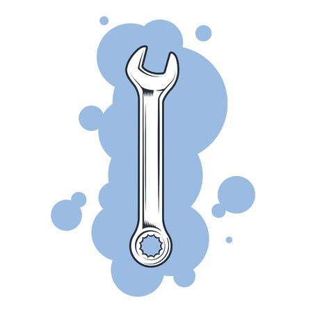 Wrench. Hand wrench tool or spanner. Tools and repair. Vector illustration. のイラスト素材
