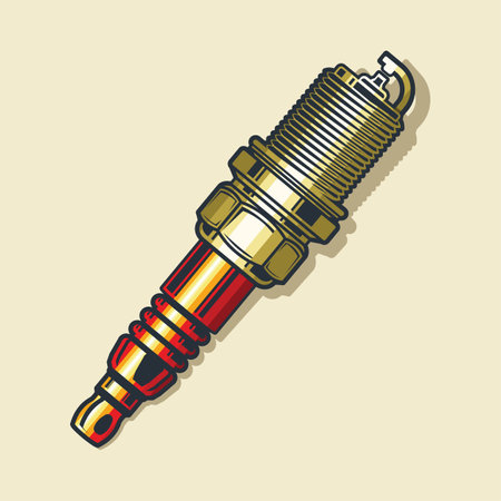 Spark plug. Color illustration of spark plug. Design element for logo, label, emblem, sign, poster. Vector illustration.のイラスト素材