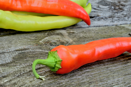 color pepper on wooden tableの写真素材