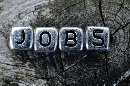 cube word jobs on wooden tableの写真素材