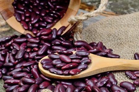 red beans on wooden table