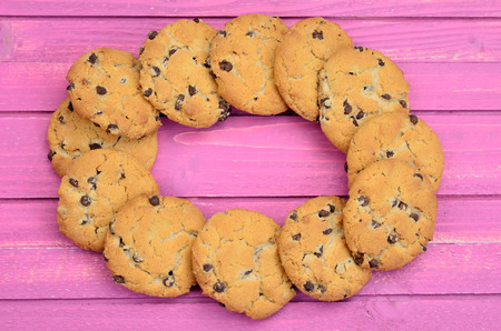 cookie on wooden pink table
