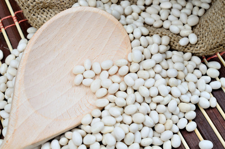 white beans on tableの写真素材
