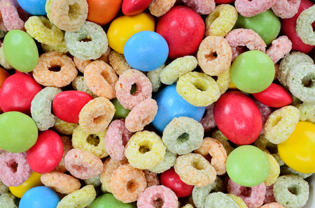 color cereal with candyの写真素材